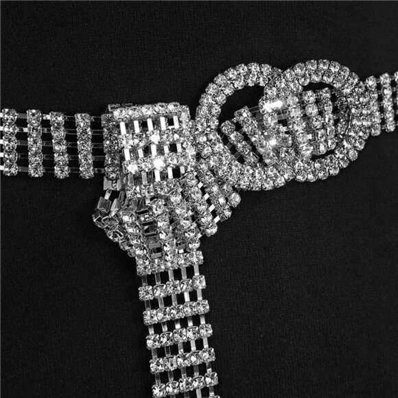 Crystal Belts for Women Rhinestone Waistband Belt for Dress Sparkle main image 5